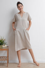 Load image into Gallery viewer, Women V-neck Midi Linen Dress C2938
