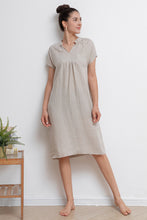 Load image into Gallery viewer, Beige V-neck Midi Linen Dress C2940
