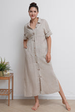 Load image into Gallery viewer, Women Long Linen Shirt Dress C2942
