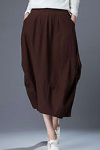 Load image into Gallery viewer, Brown Midi Linen skirt C86401 #YY02320
