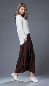 Brown Maxi Linen Skirt C86501