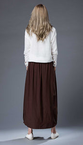 Brown Maxi Linen Skirt C86501