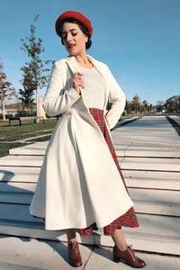 White Winter Long Wool Princess Coat C2629