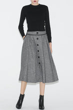 Load image into Gallery viewer, gray wool button skirt c703,Size XS # YY02814
