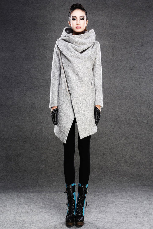 Women's Asymmetrical Wool Coat C134