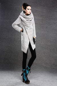 Women's Asymmetrical Wool Coat C134