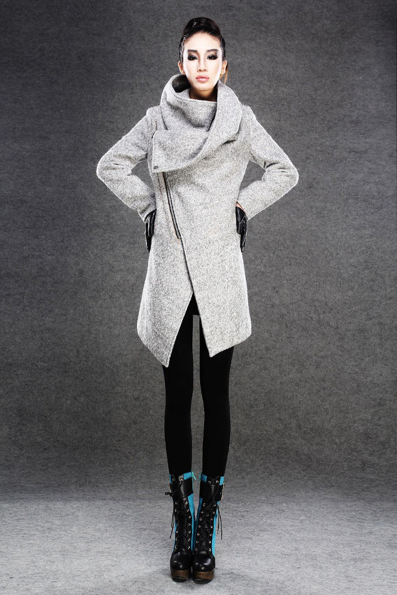 Women's Asymmetrical Wool Coat C134#