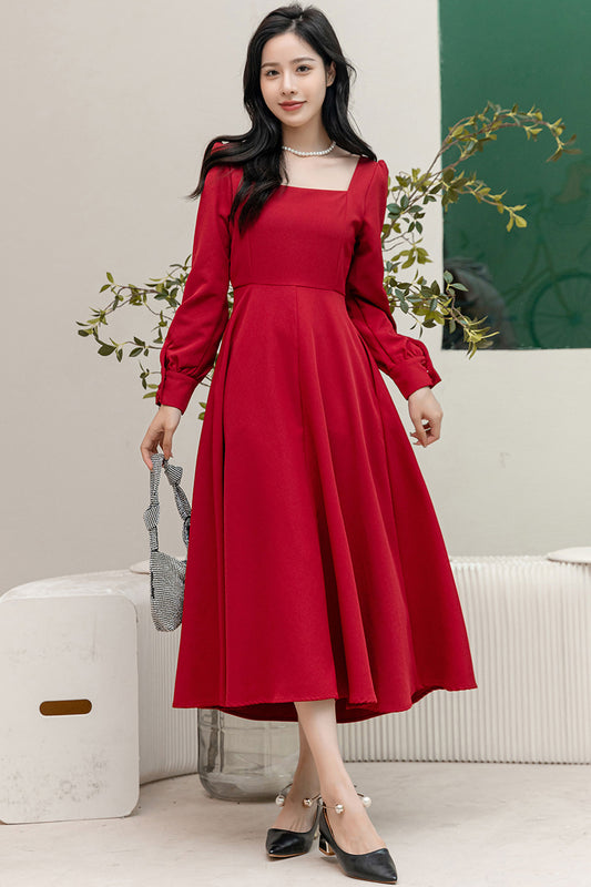 Women Long Sleeve Midi Dress C3189