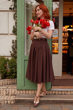 Load image into Gallery viewer, Vintage 50s Brown Linen Midi Skirt C2851
