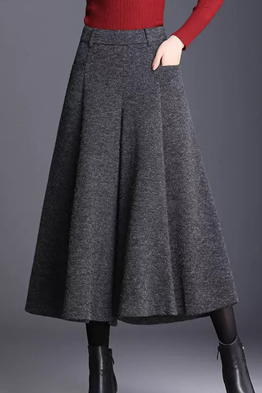 Women Winter Wide Leg Wool Pants C3056