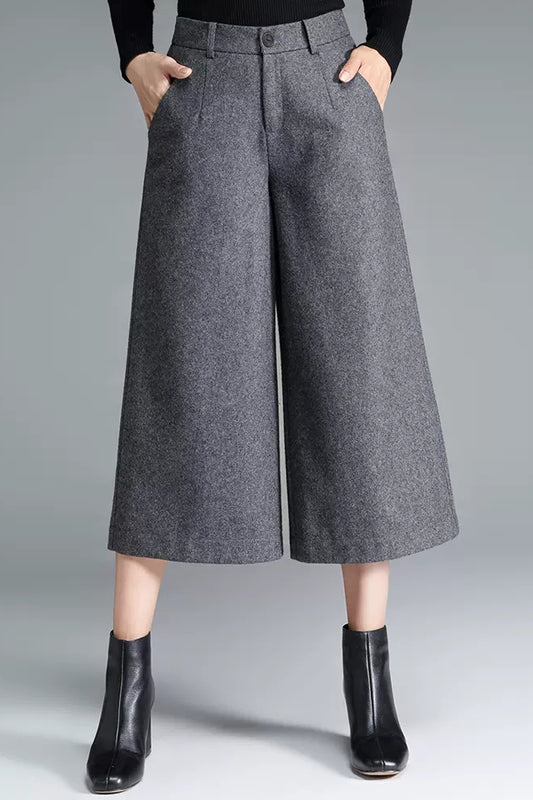 Women Loose Wide Leg Wool Pants C3055