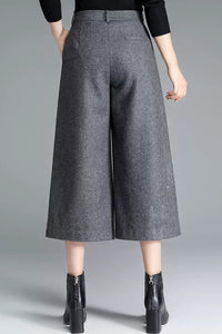 Women Loose Wide Leg Wool Pants C3055