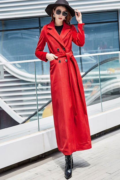 Double-breasted wool long Coat C2529