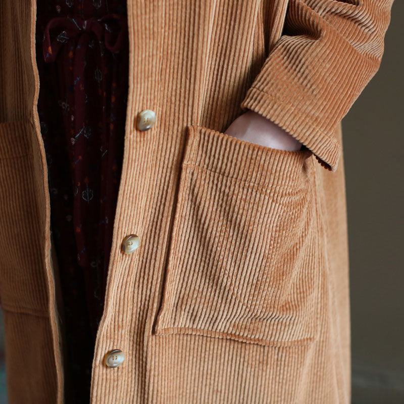 Coffee Color Corduroy Coat C2449