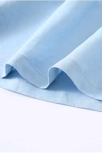 Women Summer Light Blue Cotton Linen Dress C2896