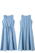 Load image into Gallery viewer, Summer New Women Blue Sleeveless Dress C2900
