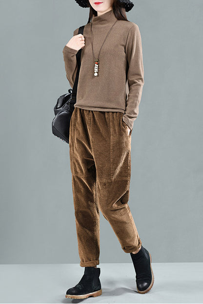 Women Casual Long Corduroy Pants C2952