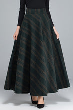 Load image into Gallery viewer, A-Line Plaid Maxi Wool Skirt C3115
