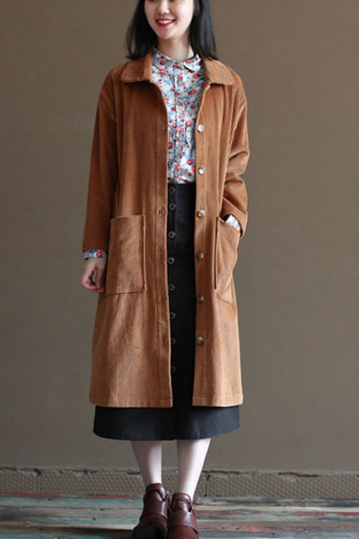 Coffee Color Corduroy Coat C2449
