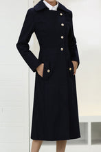Load image into Gallery viewer, Navy Blue Uniform Wool Coat Women C2566
