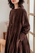 Load image into Gallery viewer, Women Autumn Corduroy Midi Dress C2980
