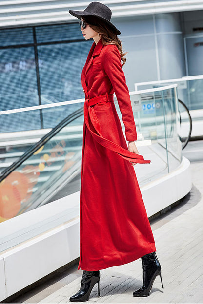 Double-breasted wool long Coat C2529