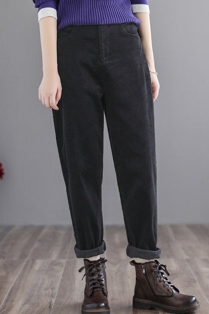 Simple Pure Color Long Corduroy Pants C2971