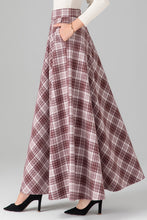 Load image into Gallery viewer, High Waist Long Plaid Wool Skirt C3121
