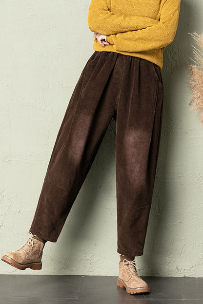 High Waist Thick Corduroy Pants C2964
