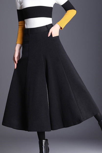 Women Winter Wide Leg Wool Pants C3056