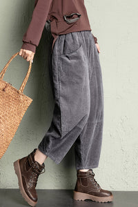 High Waist Loose Corduroy Pants C2957