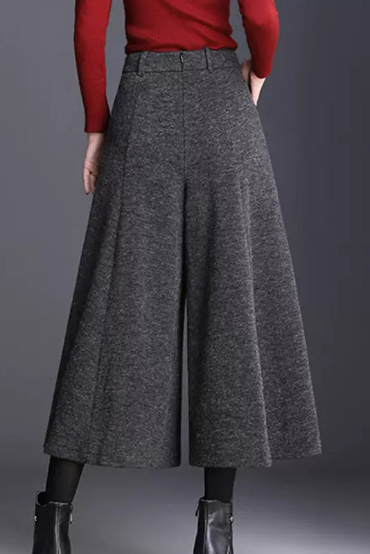 Women Winter Wide Leg Wool Pants C3056
