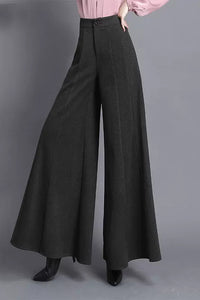 Long Wide Leg Wool Pants C3045