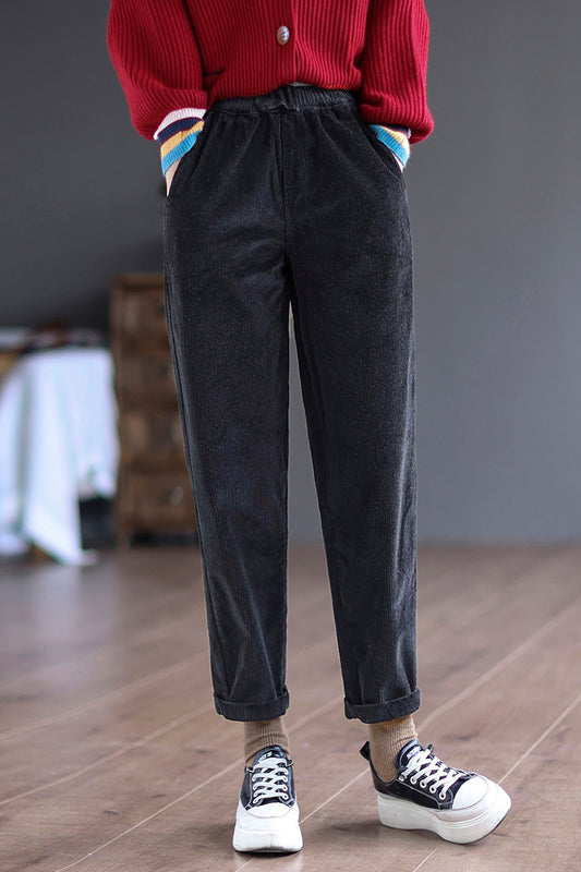 Women Soft Simple Corduroy Pants C2972