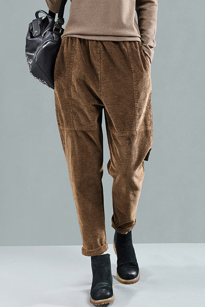 Women Casual Long Corduroy Pants C2952