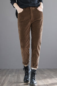 Pure Color Casual Corduroy Pants C2966