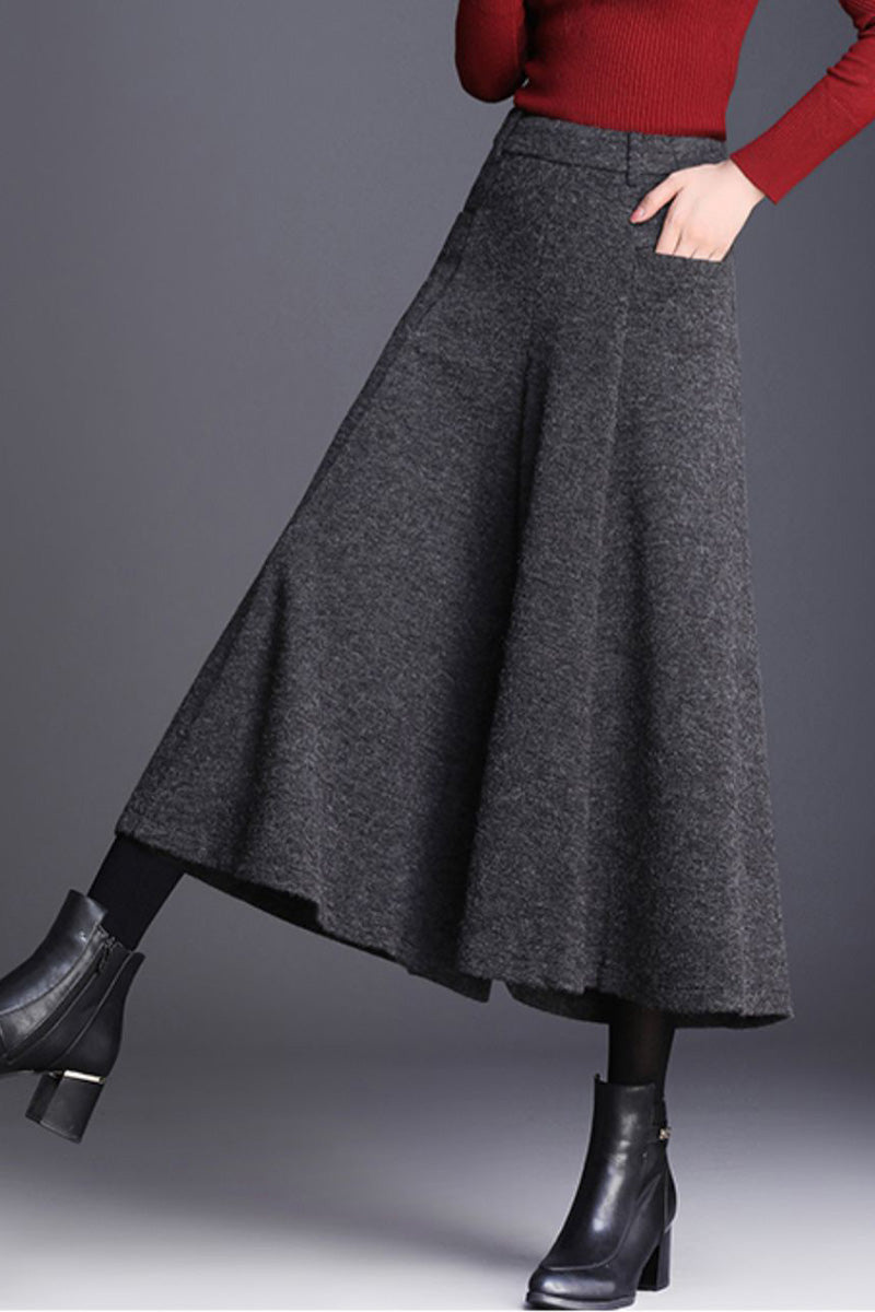 Women Winter Wide Leg Wool Pants C3056
