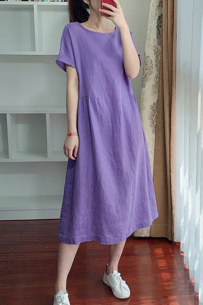 Summer Midi Linen Dress C3173