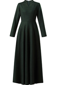 Women Vintage inspired Green Wool Dress C2534