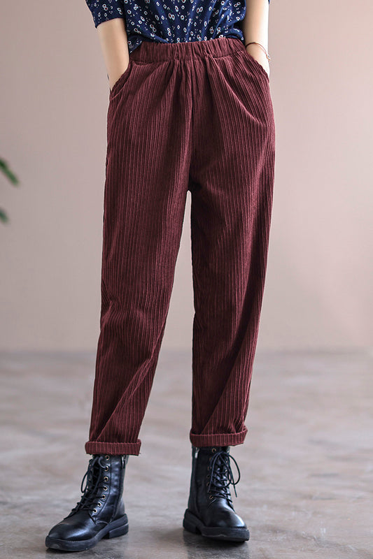 Autumn Winter Simple Long Corduroy Pants C2974