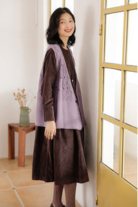 Brown Long Velvet Dress C2451