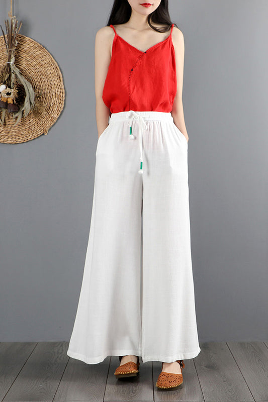 Spring Vintage-inspired Cotton Linen Women Pants C2878