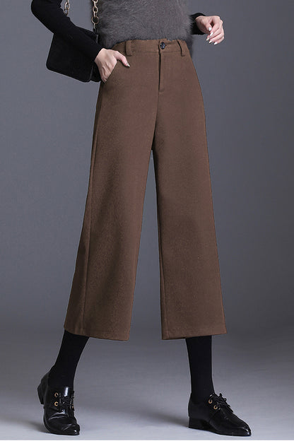 High Waist Wide Leg Wool Pants C3046
