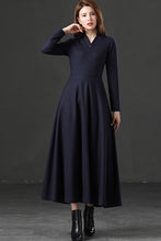 Load image into Gallery viewer, Long maxi wool dress, Fit and Flare wool dress C2535
