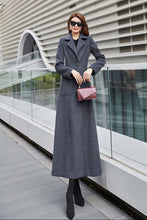 Load image into Gallery viewer, Dark Gray Wool Trench Coat, Long Maxi Wool Coat C2593
