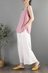 Handmade Casual Loose Women Cotton Linen Pants C2880