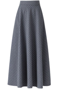 Long Simple Plaid Wool Skirt C3119