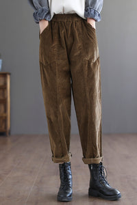 Women Retro Long Corduroy Pants C2973