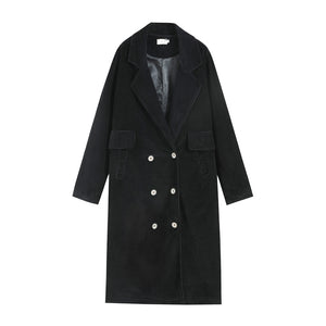 Black Long Corduroy Coat C2450