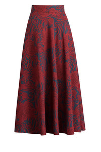 Newest High Waist Floral Print Warm Winter Maxi Skirt C2488